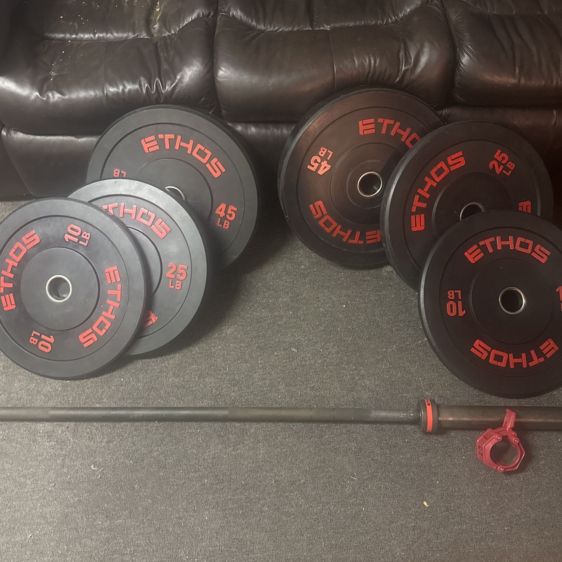 Olympic Barbell Totaling 205lbs In Weight