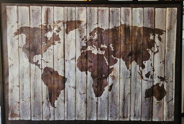 79in x 55in Framed Canvas World Map