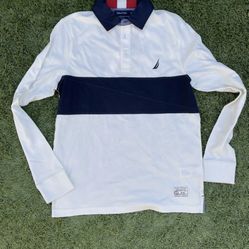 Mens Nautica Sailing Club NS-83 Spellout White Long Sleeve Shirt Medium