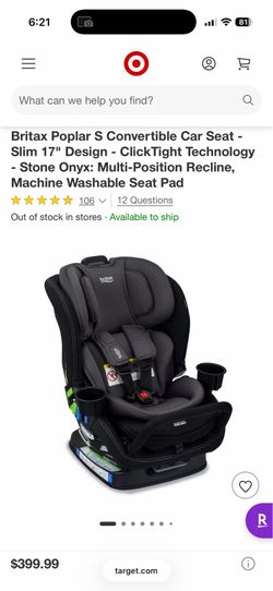 Britax Poplar ClickTight Convertible Car Seat - Excellent Condition