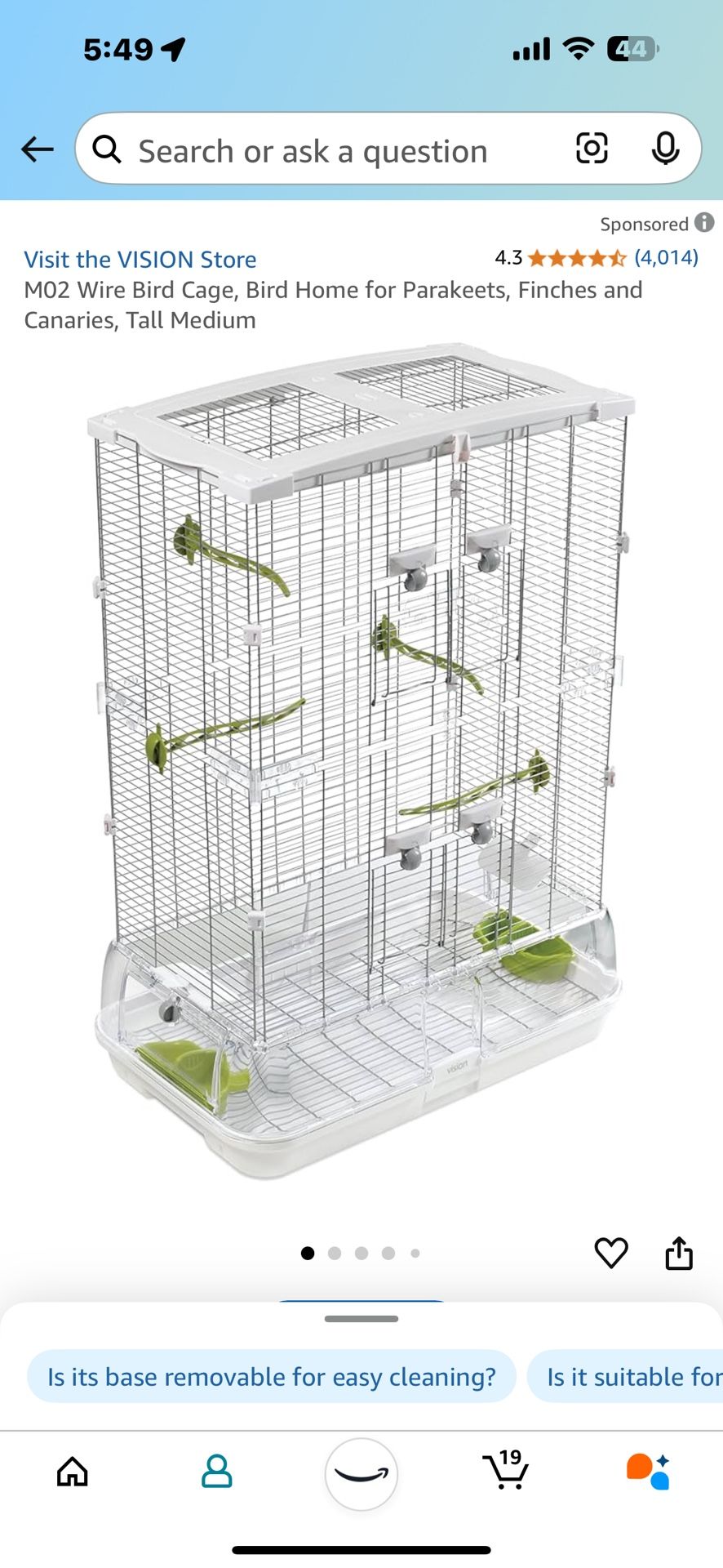 Vision Bird Cage Big Good Condition