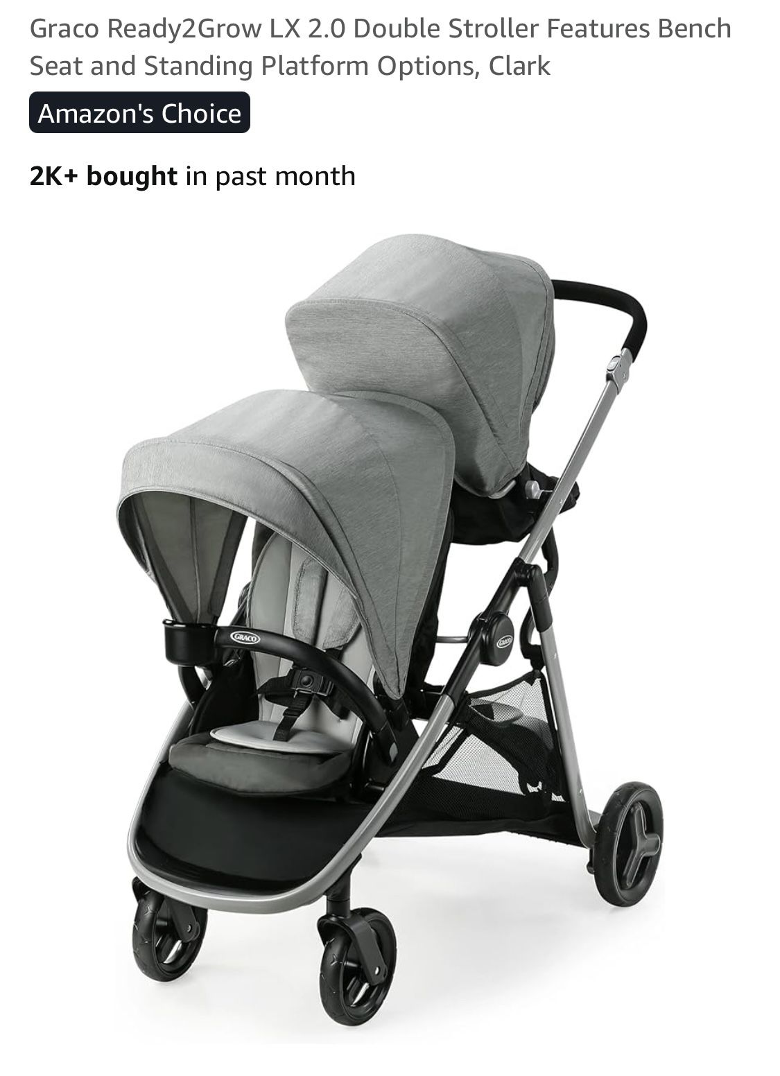 Open box. Graco Ready2Grow LX 2.0 Double Stroller Features Bench Seat and Standing Platform Options