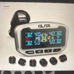 NEW 6 SENSORS RV TIRE PRESSURE MONITORING SYSTEM. Trailer TPMS, 6 Alert Modes, Long Range Signal, CLA Charging 2 USB-A Outputs. Adjustable LCD Display