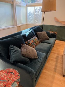 Seldens deep seated velvet sofa