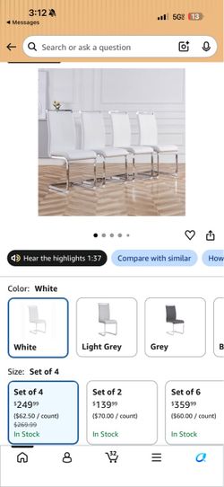 White Faux Leather Dining Chairs Set of 4