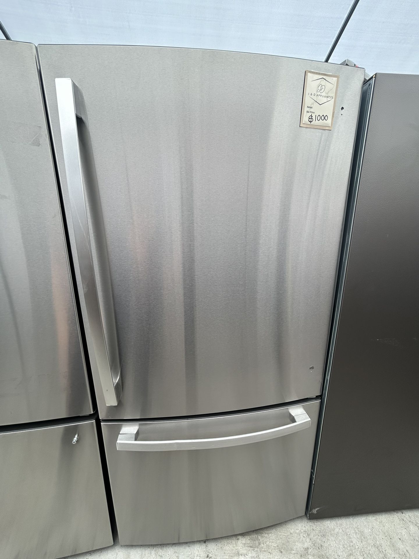 GE Bottom Freezer Refrigerator In Stainless Steel