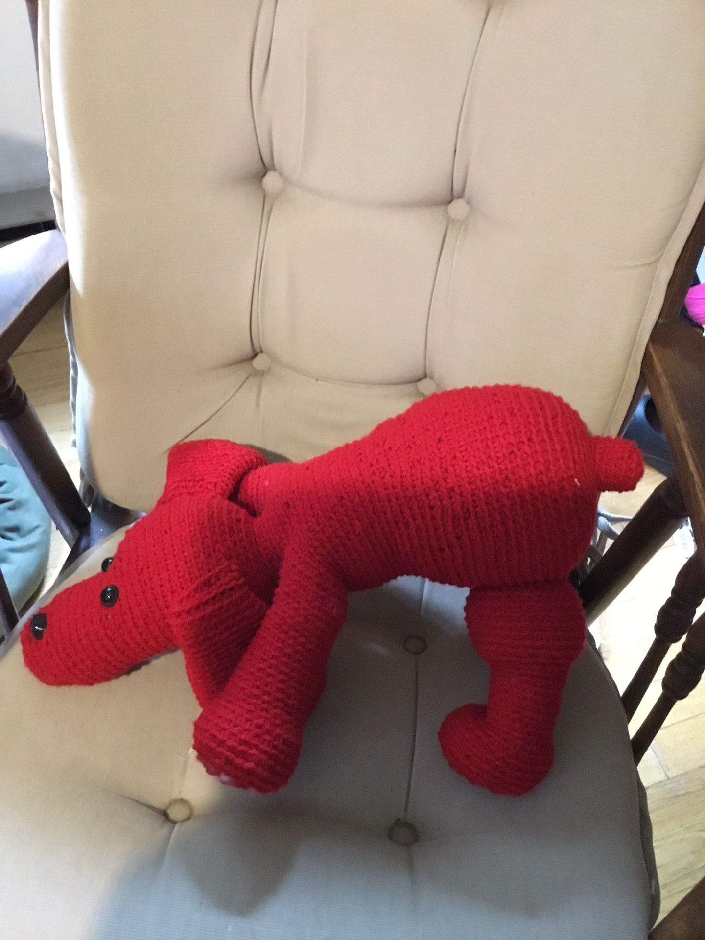 Big Red Hand Crochet Dog