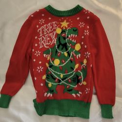 T-Rex Dinosaur Christmas Boy Sweater