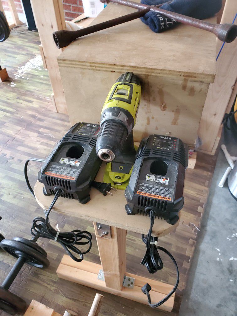 Ryobi Drill & 2 Battery Chargers