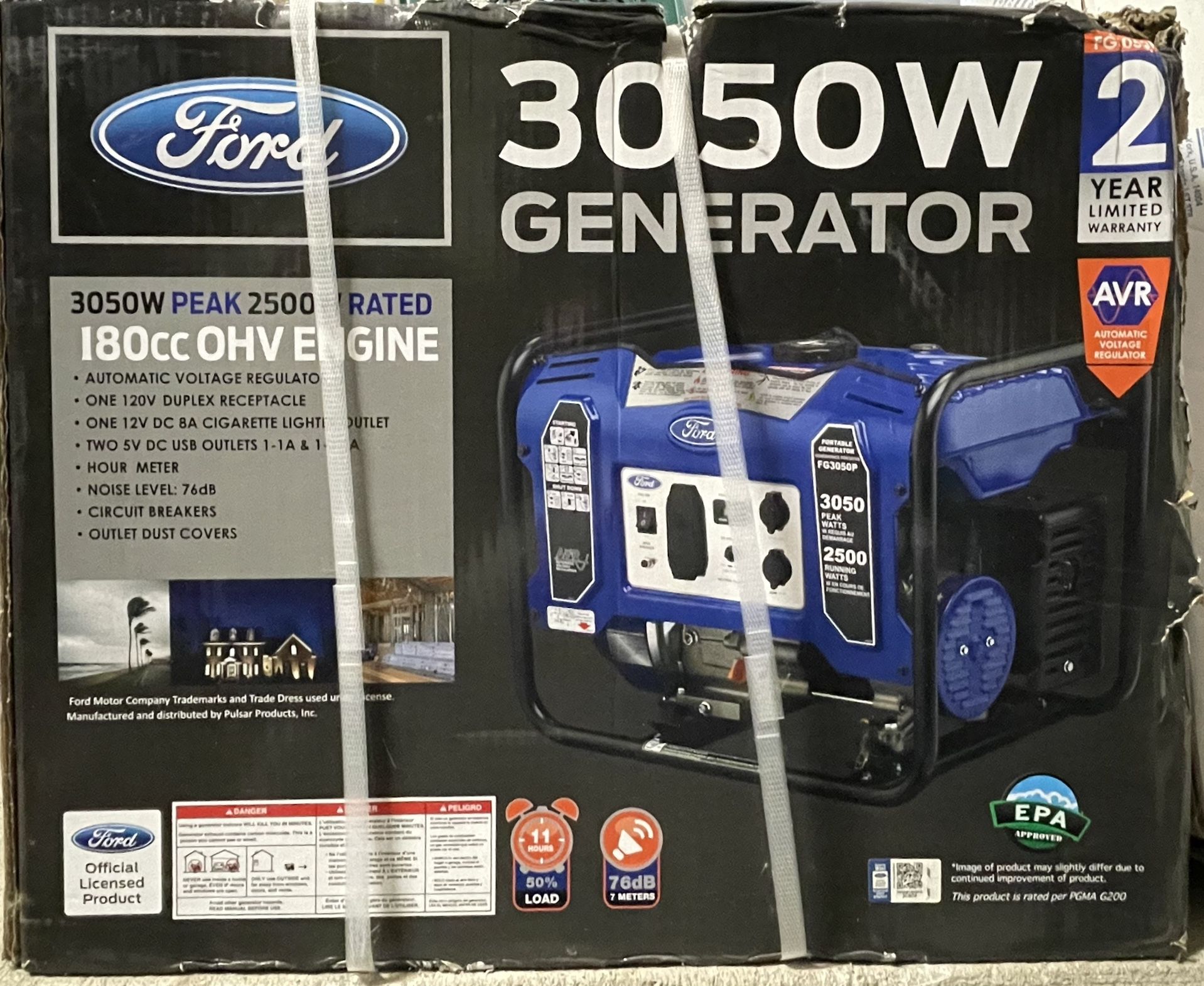 NEW - Portable Gas Powered Generator - Ford FG3050P 3050 Peak Watts/ 2500 Running Watts