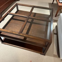 Wood Coffee Table With Glass Top