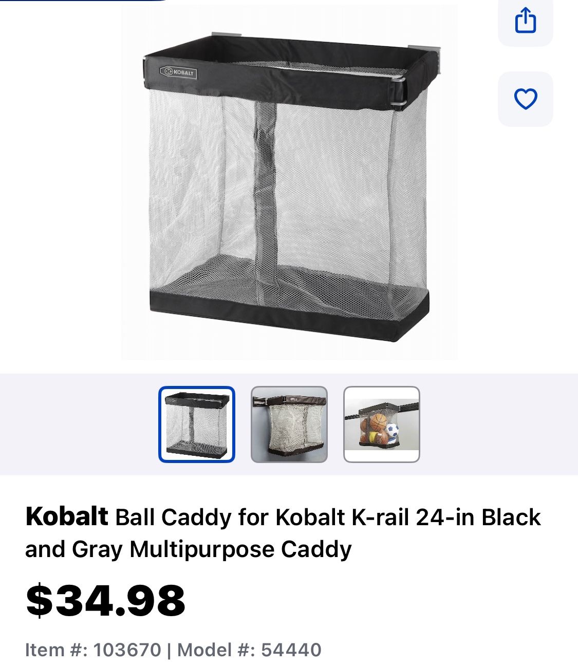 Wanted: Kobalt 54440 K Rail Ball Caddy
