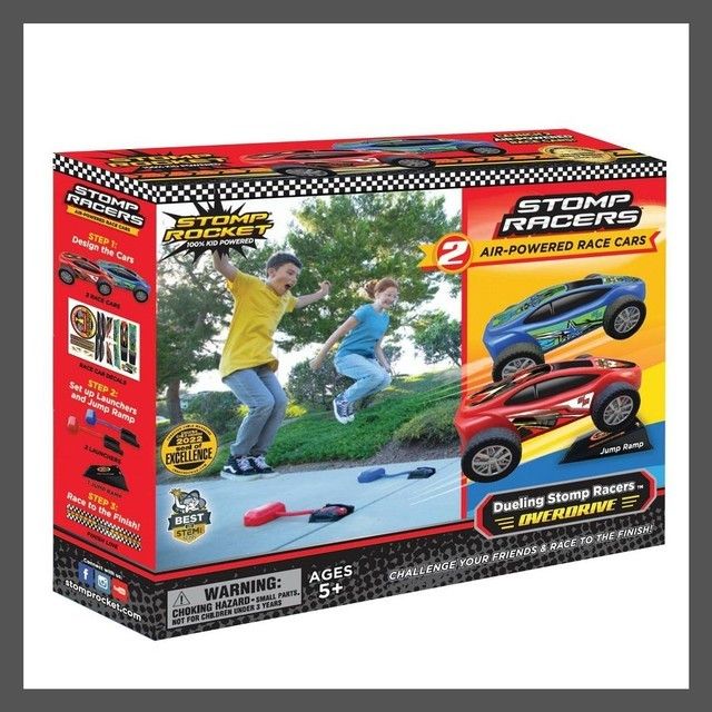 Stomp Rocket Dueling Stomp Racers Overdrive with 2 Race Cars & 2 Launchers