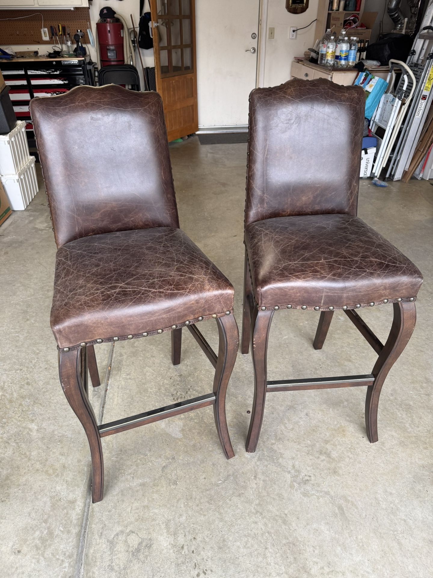 2 Leather Bar Stools