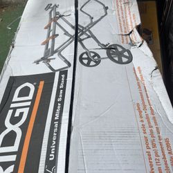 RIDGID Foldable Mobile Miter Saw Stand with Mounting Braces