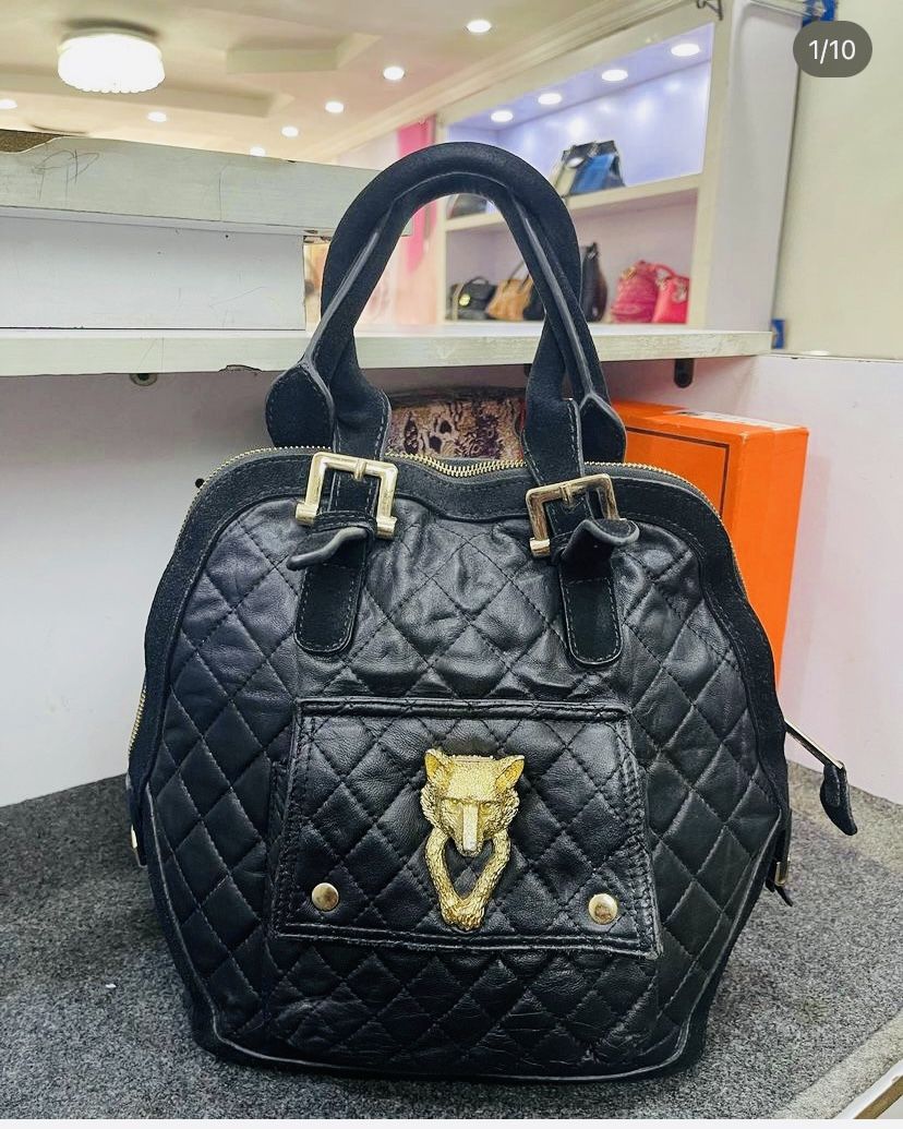 Pre Owned Authentic Burberry Prorsum Quilted Leather Country Animal Orchard Bay Black