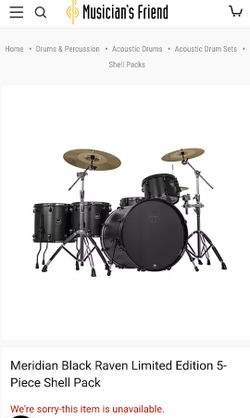 Meridian Black Raven Limited Edition 5-Piece Drum Kit