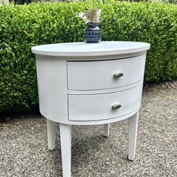 Aldine Wood 2 Drawer Oval Accent Table