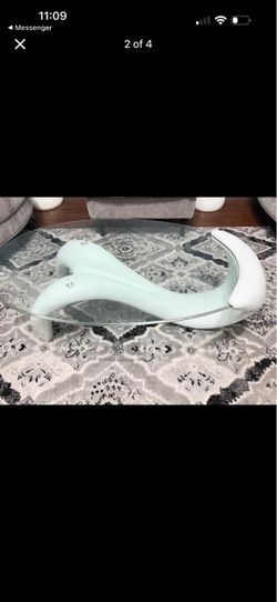 Modern Glass Top Coffee Table White Base