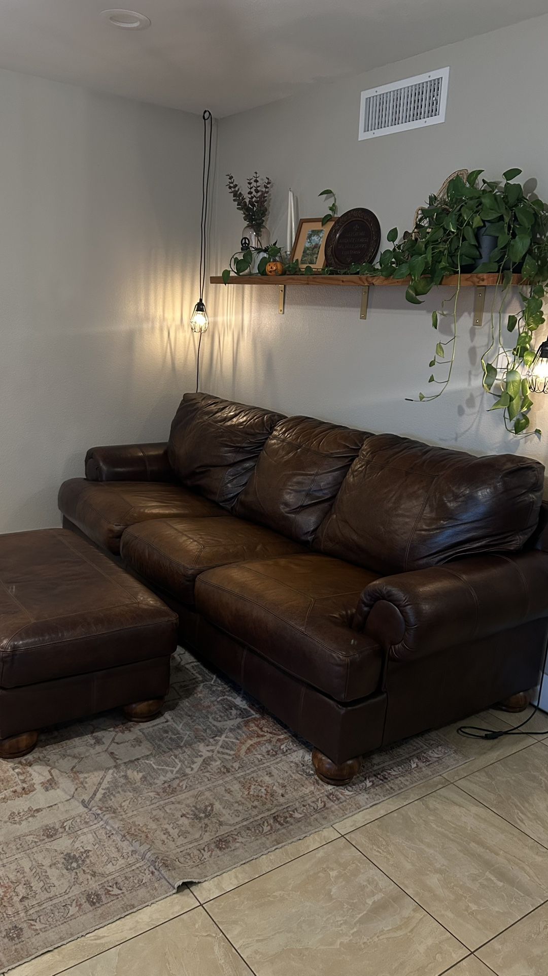 Leather Couch And Ottoman