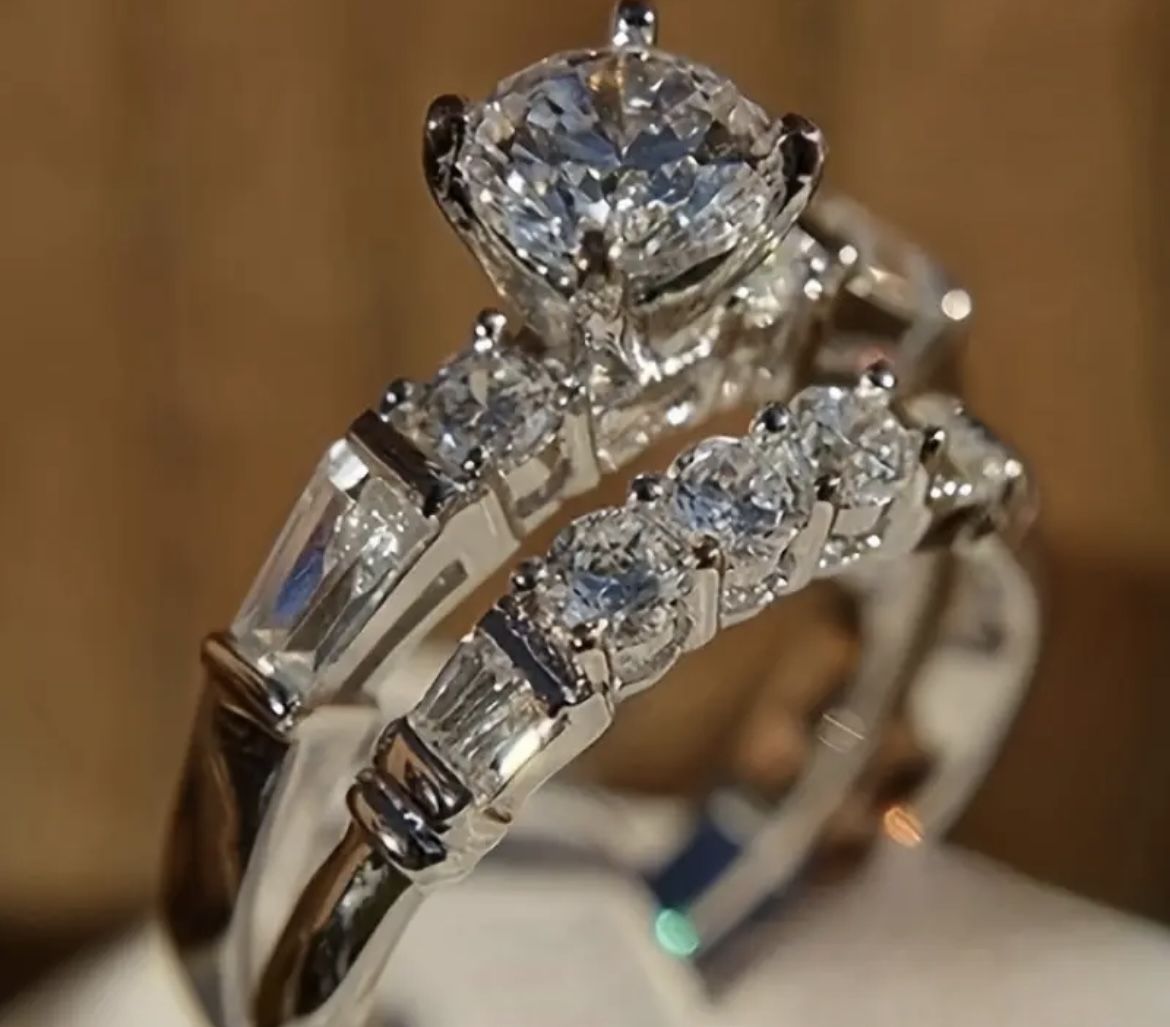 Gorgeous Lab Created Diamond Ring Wedding Engagement Set Size 6, 7, 8, 9, or 10