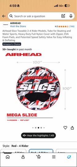 Airhead Mega Slice Towable Tube 1-4 Rider