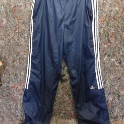 Men’s Adidas Navy Blue Y2K Striped Nylon Track Pants - Size Xl