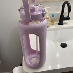 Large Lavender Water Bottle With Straw And Handle