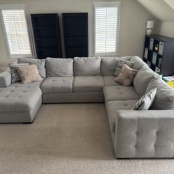 Gray 3pc Sleeper Sectional Sofa With Storage