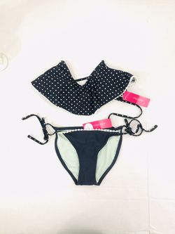 NWT - Xhilaration Navy Polka Dot Bikini - Size XS 