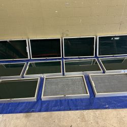 (11) Allstate Mfg Co Aluminum Trading Card Locking Glass Display Cases w/Felt Pads 34”W x 22”D x 3”H