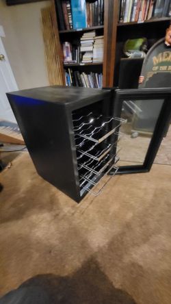 Black Wine Cooler with Glass Door