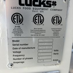 Lucks Spiral Mixer Made In Italy Model MS120