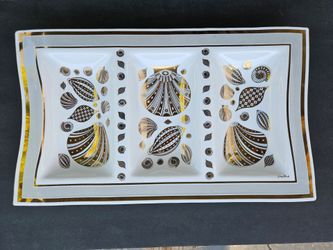 GEORGES BRIARD-Glass seashell tri-platter