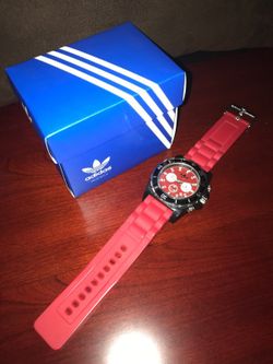 Adidas watch-red/black/silver bezel