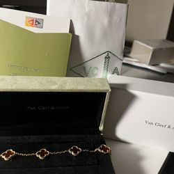 Van Cleef & Arpels Red Motif Alhambra Bracelet 