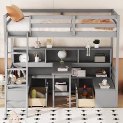 Brand new twin loft bed frame with desk