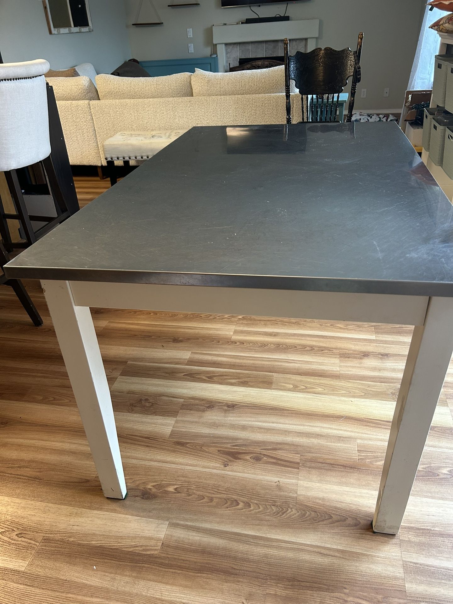 Stainless steel topped kitchen table
