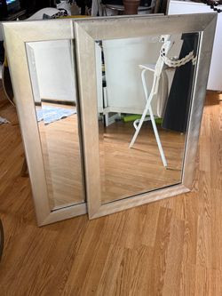 Set of 2 Silver Framed Wall Mirrors