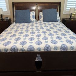 Cal King Sleigh Bed Frame, Dresser &  2 Nightstands (Mattress NOT Included)