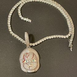Iced Out Chucky Tennis Pendant Chain