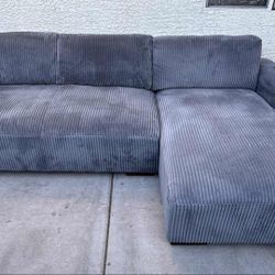 Corduroy Living Spaces Light Gray Sectional(WILL DELIVER)