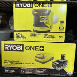 BRAND NEW RYOBI ONE+ 18V ORBITAL SANDER + HIGH PERFORMANCE BATTERY KIT