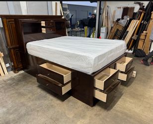 Queen captains bed with mattress $399