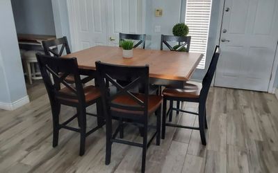 Beautiful all wood two tone counter height dining table