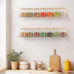 36 Inches Clear Acrylic Floating Shelves Wall, Bookshelf for Kids, Nursery Book Shelves, Magazine Rack, Picture Ledge Shelf for Photo Frames Vinyl Rec