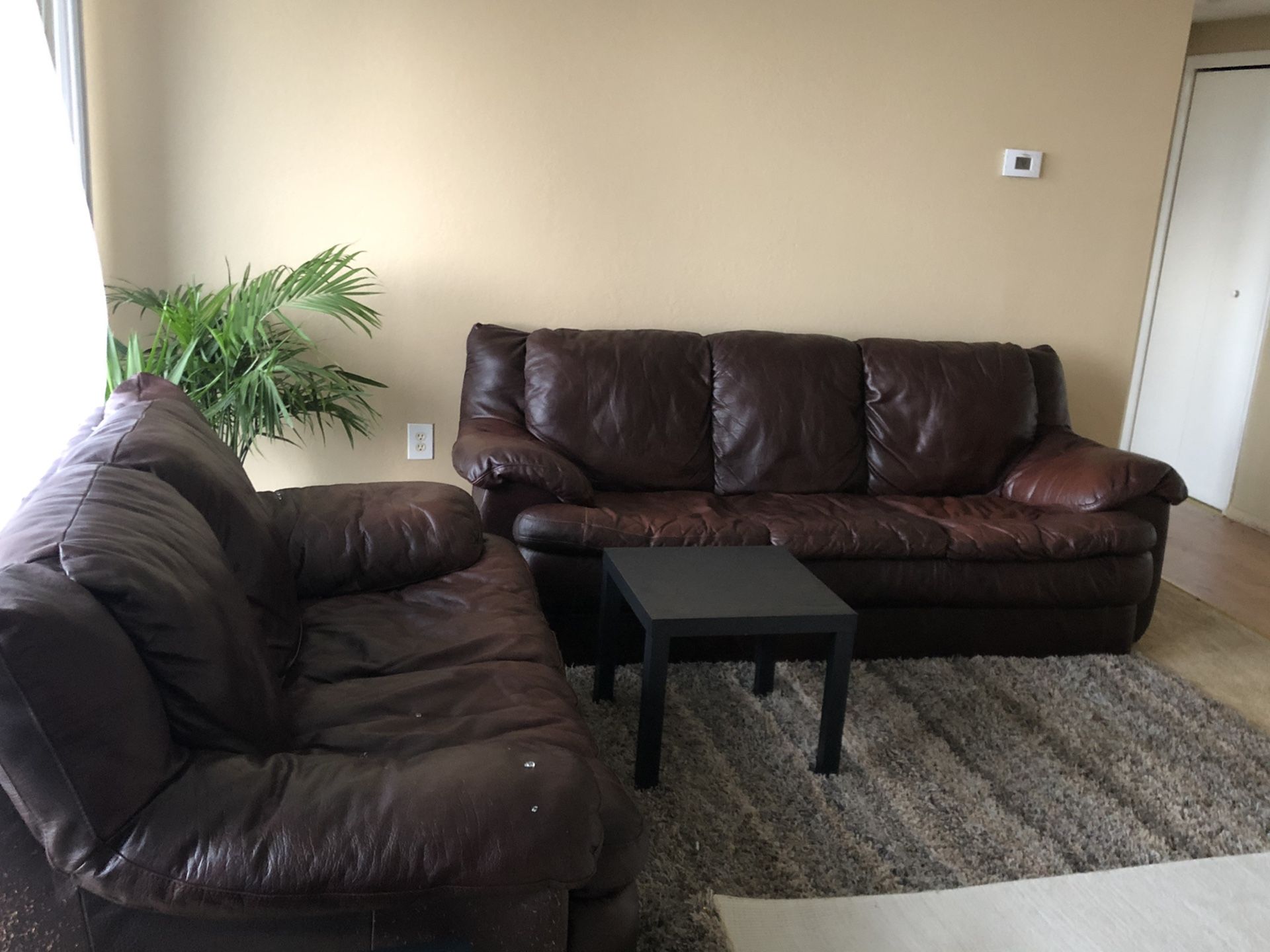 Two leather couch for 199 burgundy/ black so comfyyyyy