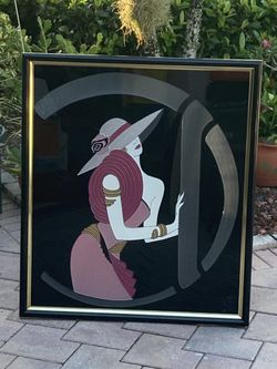 3 pieces of FARA ZAREEY (Disney Artist), 1990s Lucite ART DECO, Tango, Oriental all Framed, Signed & Numbered