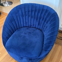 Modern Royal Blue Velvet Accent Chairs Swivel