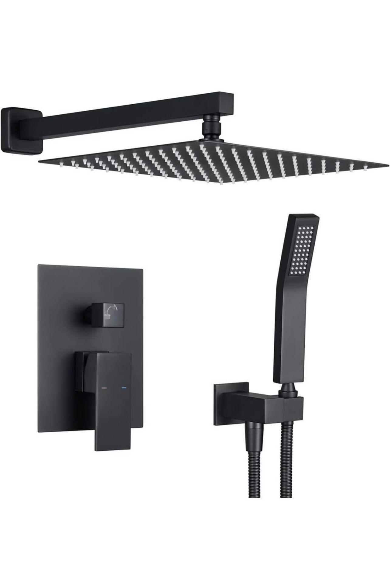 kohls - Matte Black Brass Shower Faucet Set with Rainfall Showerhead
